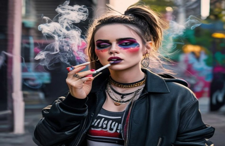 Girl Smoking AI Wallpaper