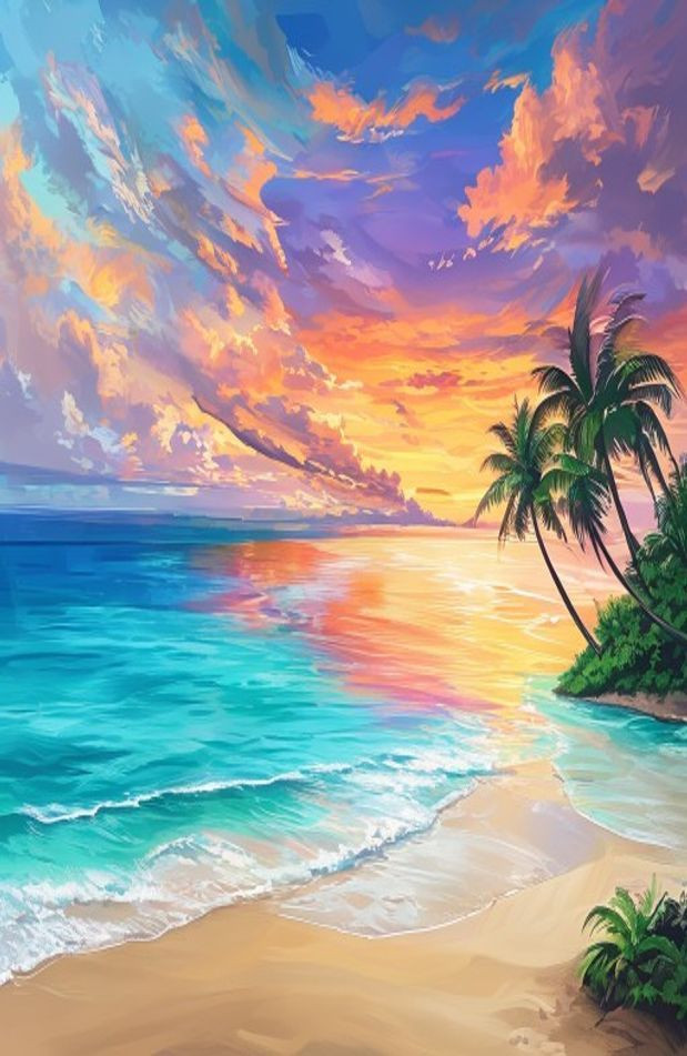 Dual Monitor AI Wallpaper Beach