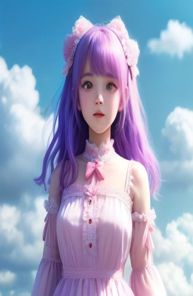 Cute Anime Girls AI Wallpaper