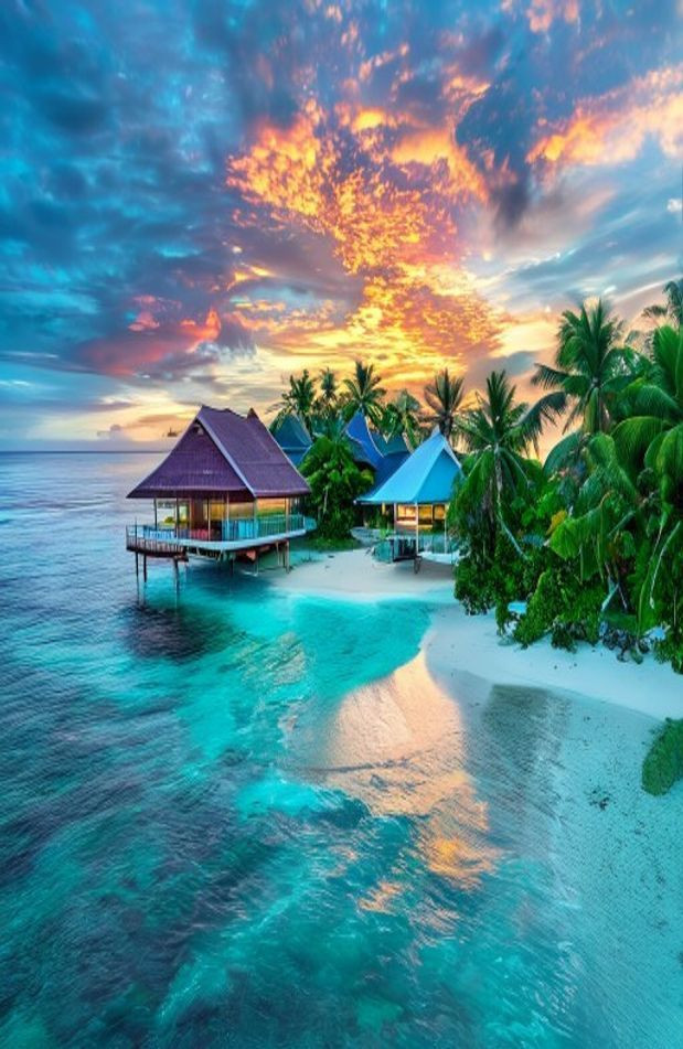 Maldives Island Resorts AI Wallpaper