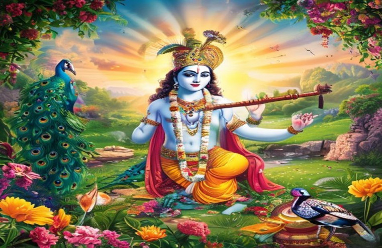 Shri Krishna AI Wallpaper