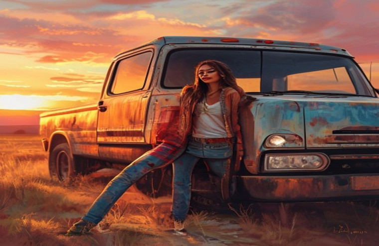 Girls And Trucks AI Wallpaper