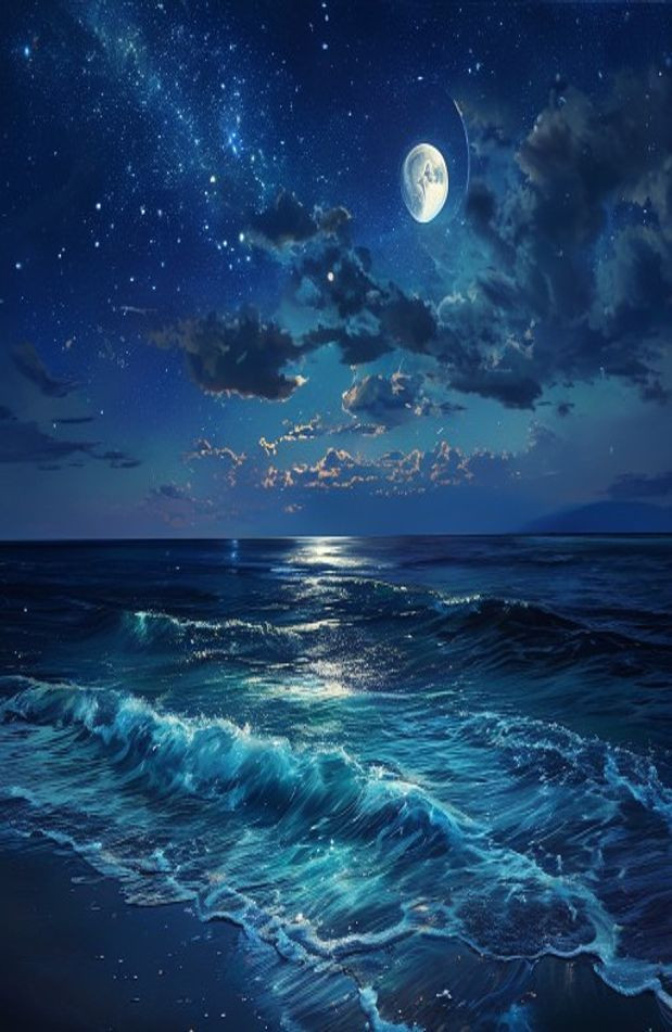 Night Ocean AI Wallpaper