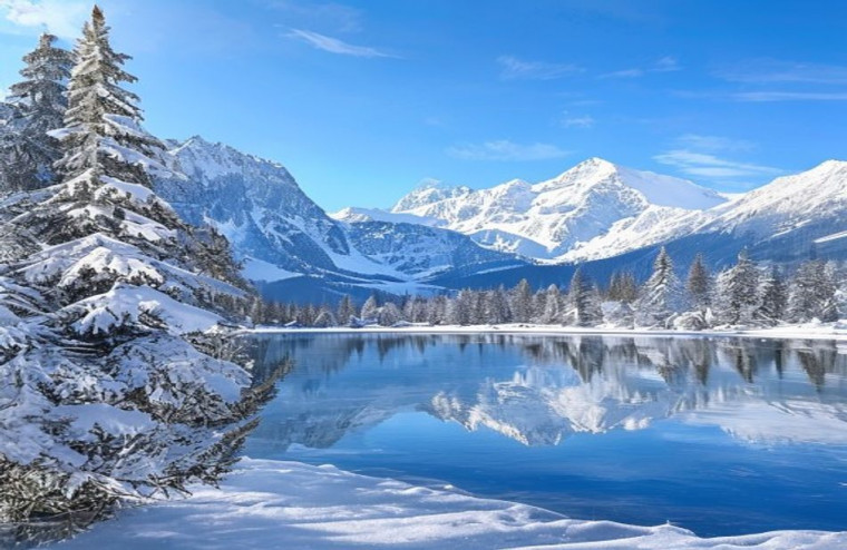 Winter Mountain AI Wallpaper