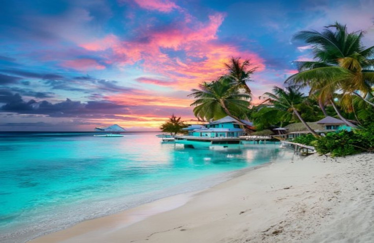 Maldives Beach AI Wallpaper