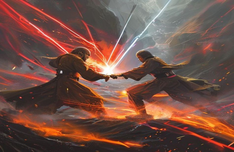 Anakin Vs Obi Wan AI Wallpaper