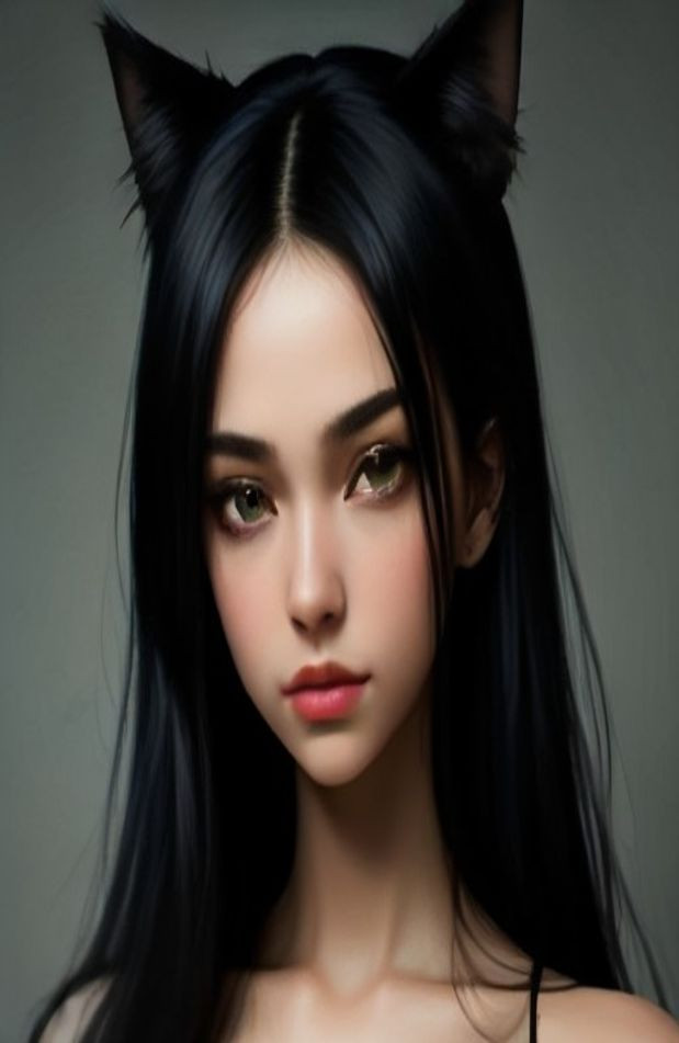 Black Cat Eyes AI Wallpaper