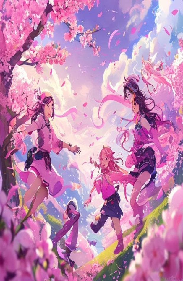 Pink Anime AI Wallpaper