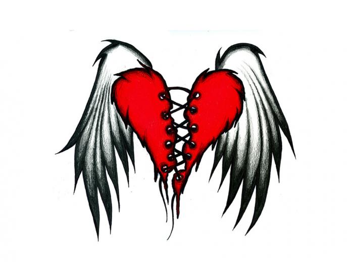 Free download broken heart wings tattoo design wallpaper [1024x768] for ...