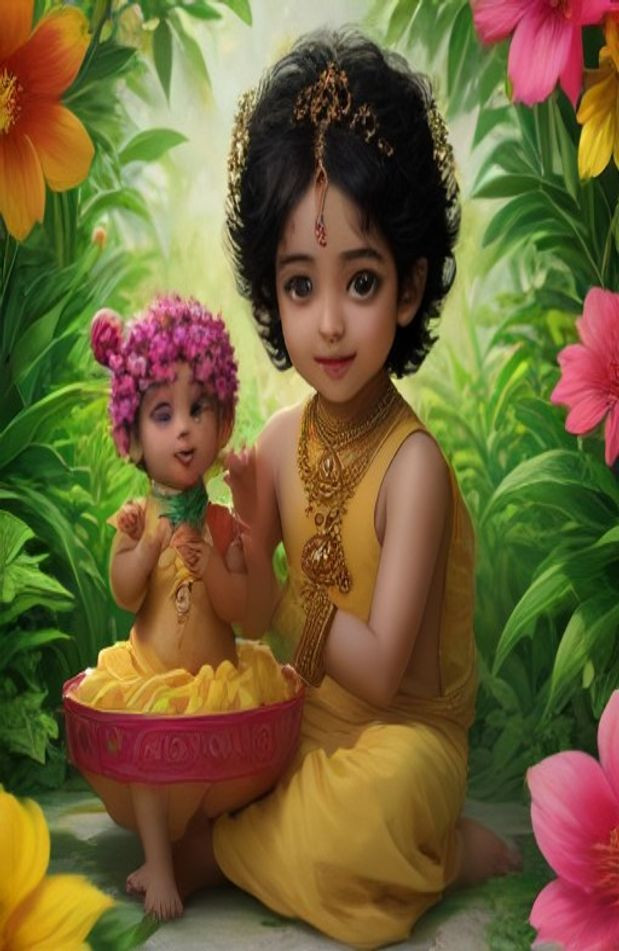 Natkhat Krishna HD AI Wallpaper