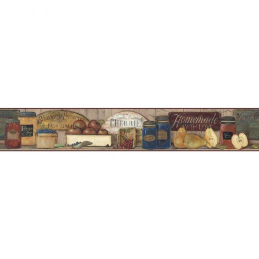 Free download Cream Fruits Jars Floral Wallpaper Border Roll