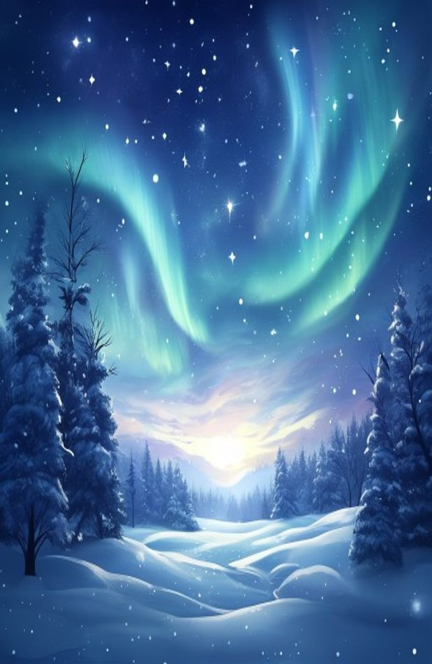 Winter Night Sky AI Wallpaper