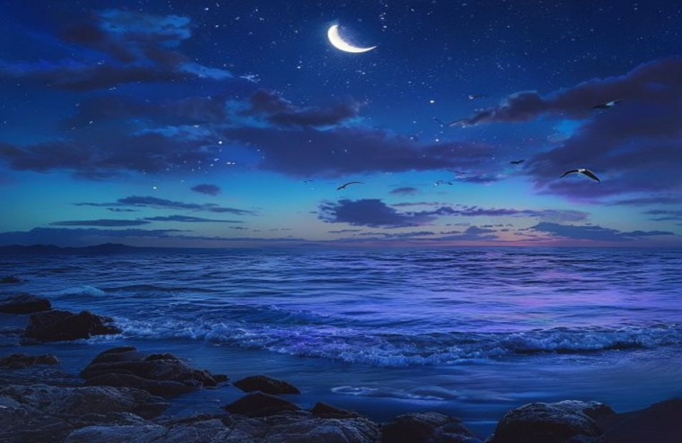 Night Ocean AI Wallpaper