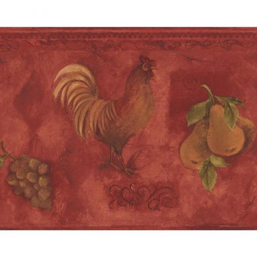 Free download Norwall Rooster Grapes Pears Cherries Red Prepasted