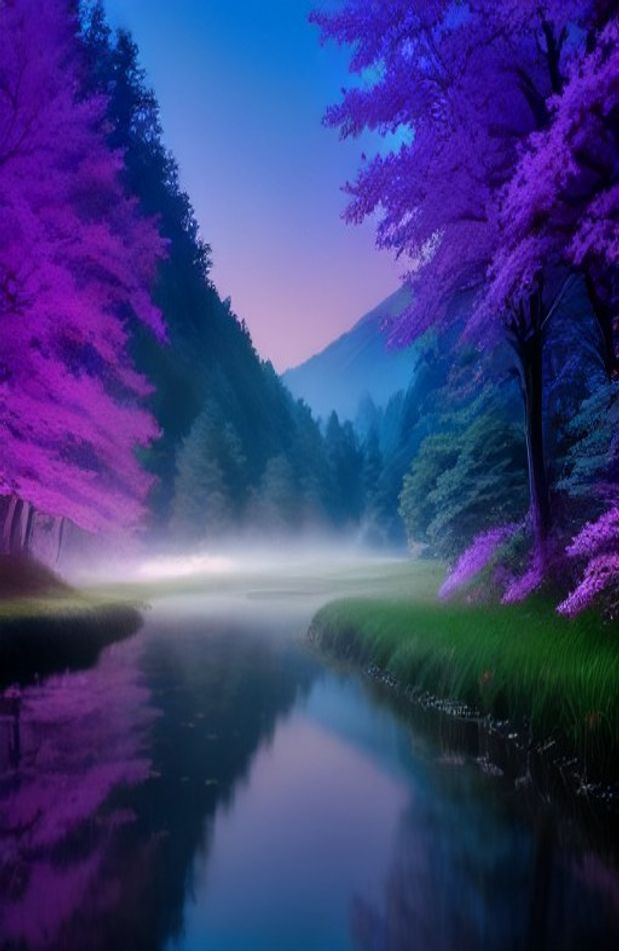 Cool Anime Landscape AI Wallpaper