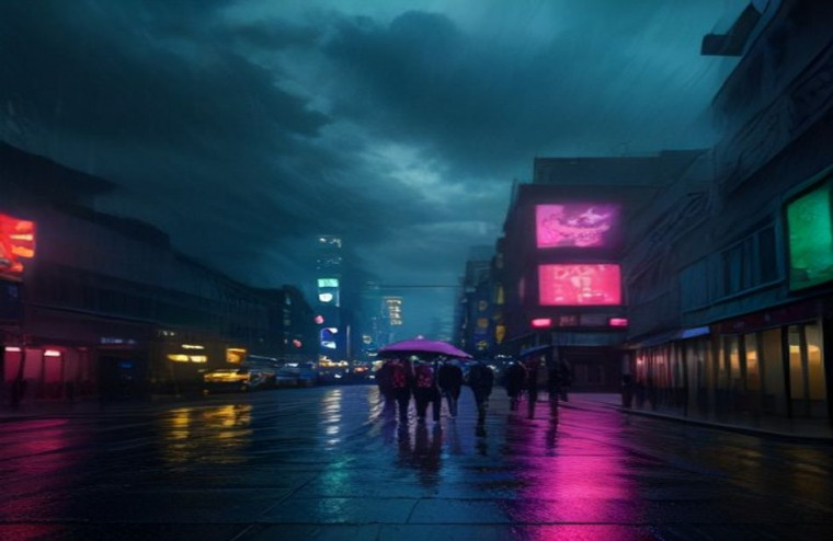 Anime Rain AI Wallpaper