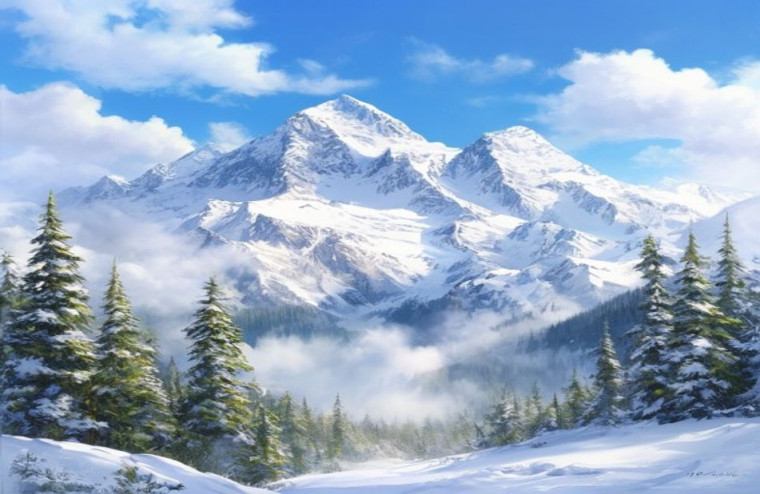 Winter Mountain AI Wallpaper