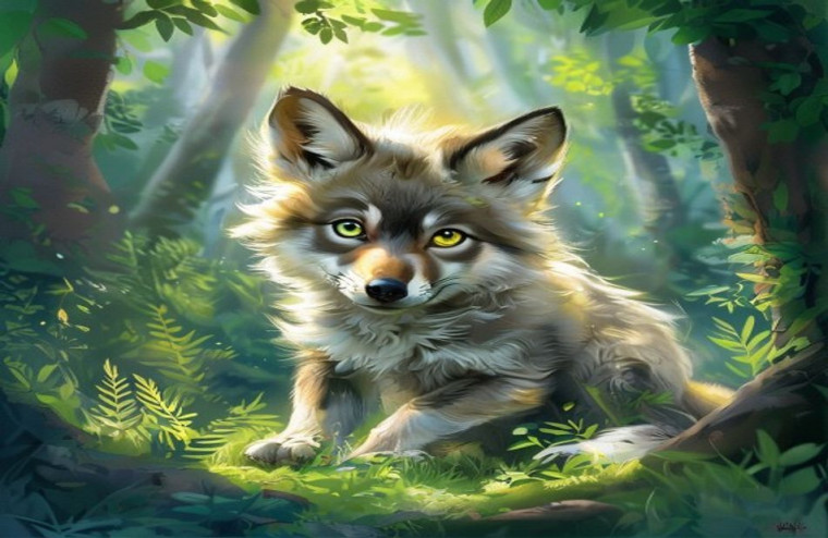 Baby Wolf AI Wallpaper