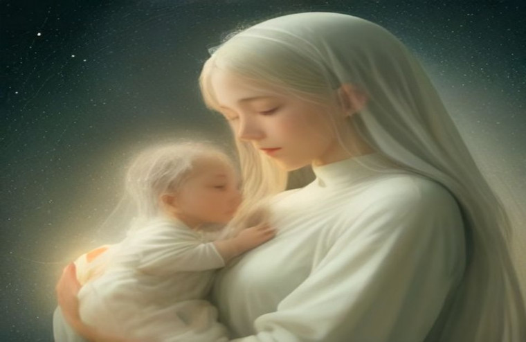 Mother Mary With Baby Jesus AI Wallpaper