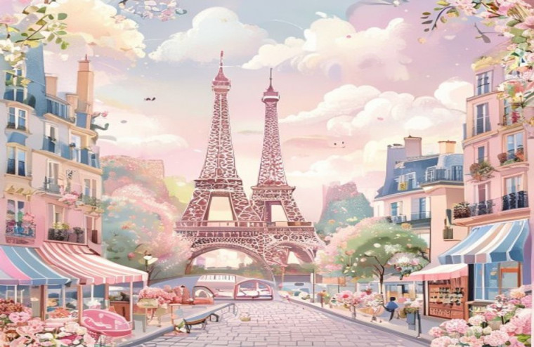 Pink Paris AI Wallpaper