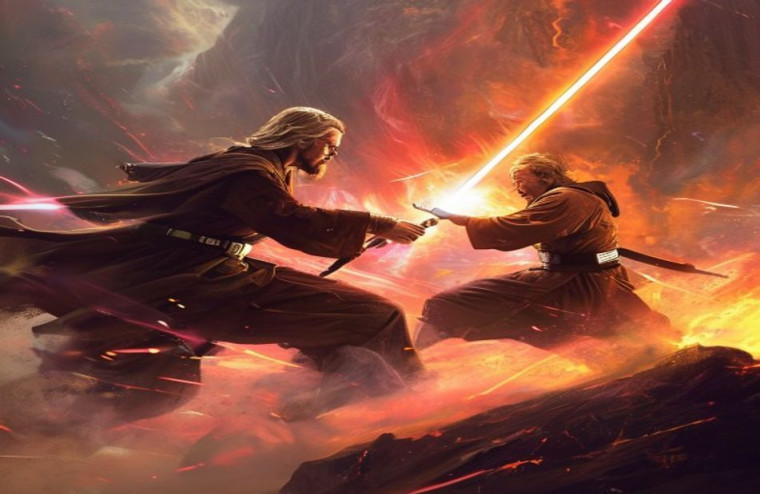 Anakin Vs Obi Wan AI Wallpaper