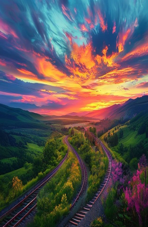 HD Train Tracks AI Wallpaper