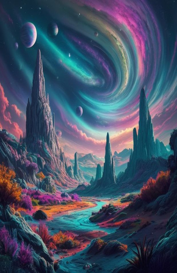 Alien Planet Landscapes AI Wallpaper