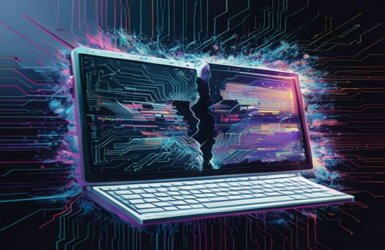 Broken Computer Screen AI Wallpaper