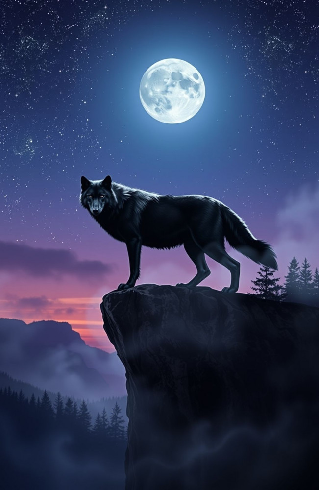 Cool Black Wolf AI Wallpaper