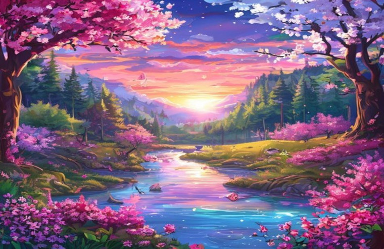 Anime Nature AI Wallpaper