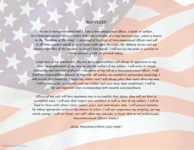 Free download Non Commissioned Officer Creed [777x1009] for your ...