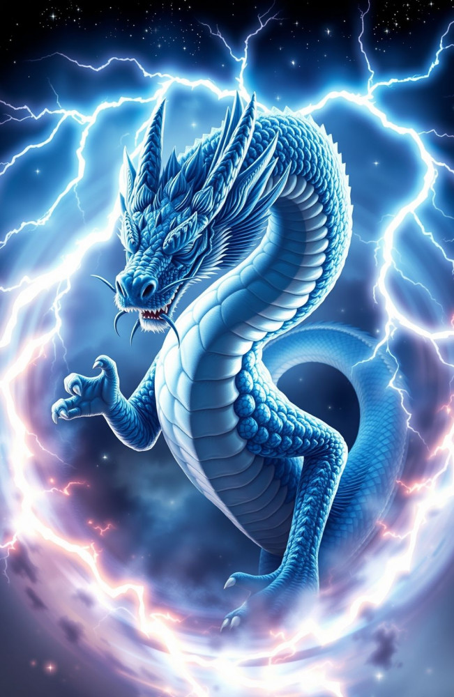 Blue Eyes White Dragon AI Wallpaper