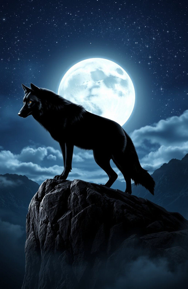 Cool Black Wolf AI Wallpaper