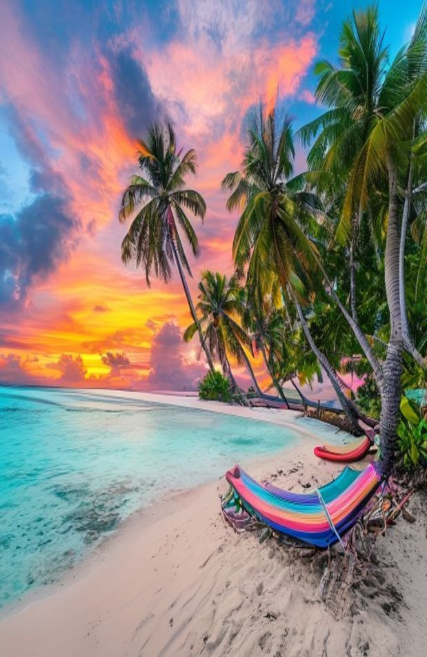 Maldives Beach AI Wallpaper