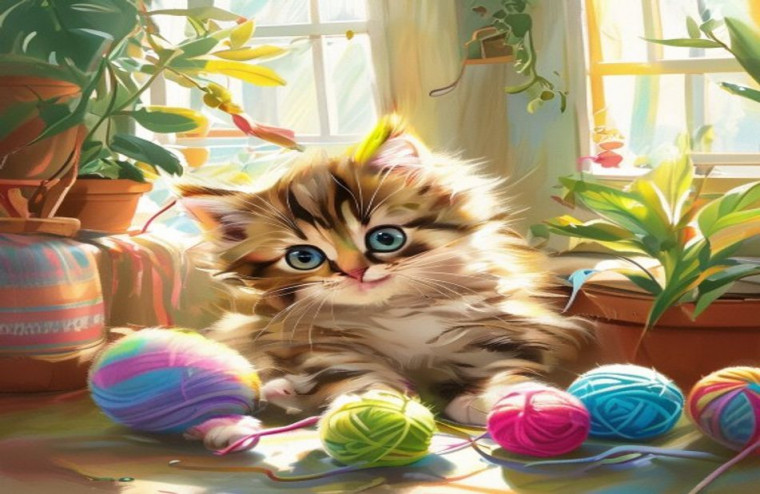 Cute Kitty AI Wallpaper