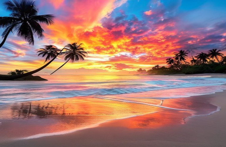 Beach Sunrise AI Wallpaper