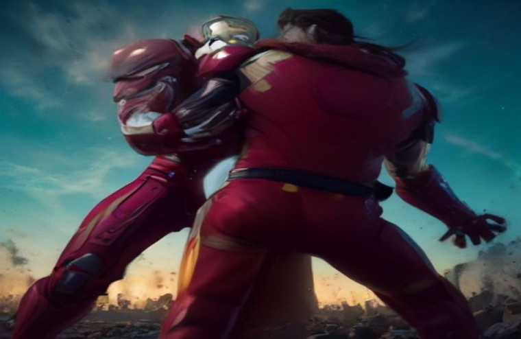 Iron Man Vs Captain America AI Wallpaper