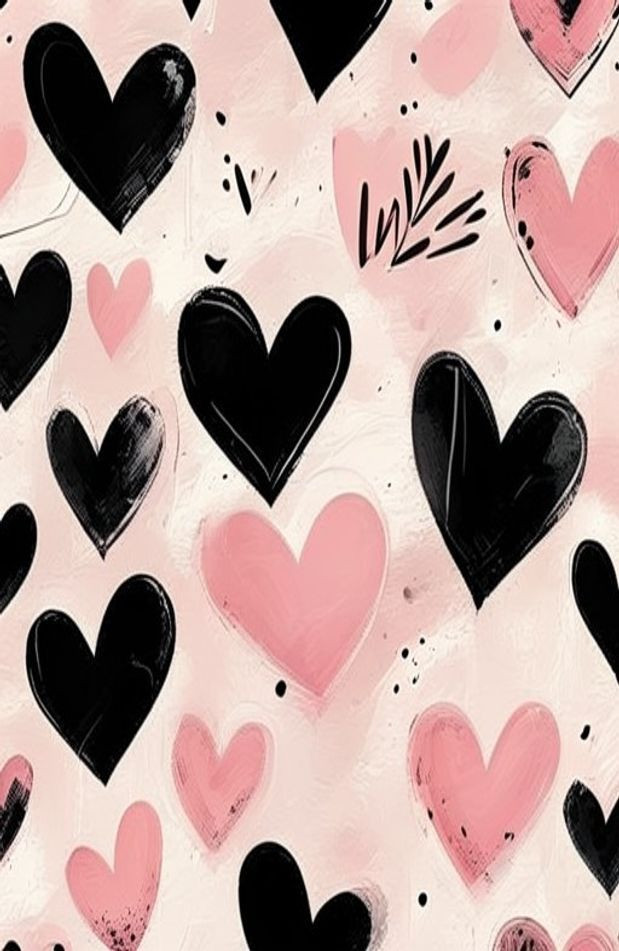 Pink And Black Heart AI Wallpaper
