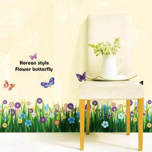 Free download Butterfly Grass Flowers Wall Border Easy to Peel and