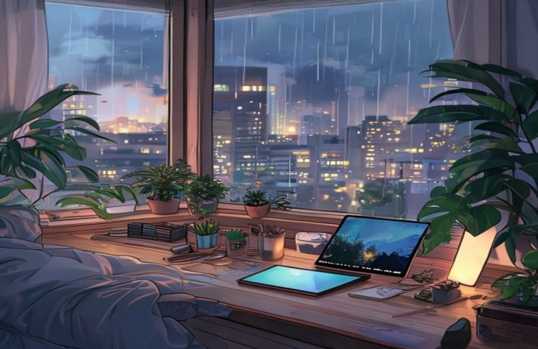 Lofi Anime Aesthetic iPad AI Wallpaper