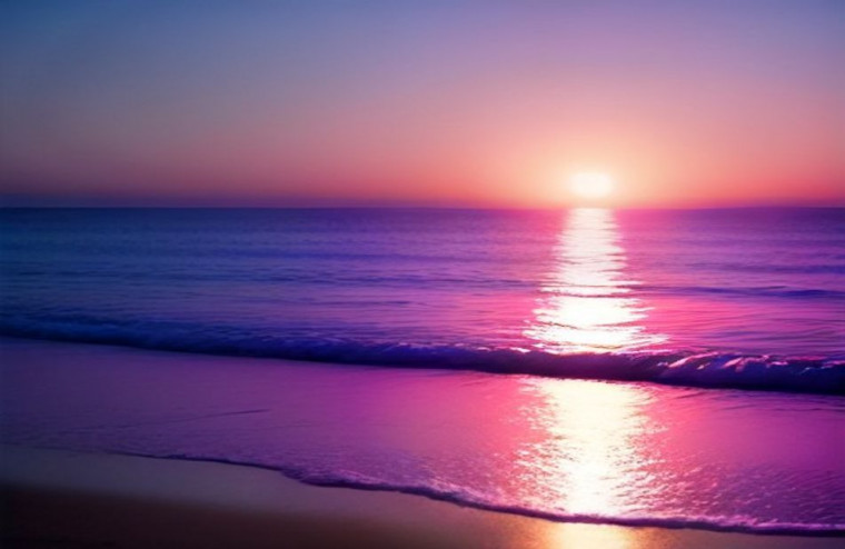 Pink Beach Sunset AI Wallpaper