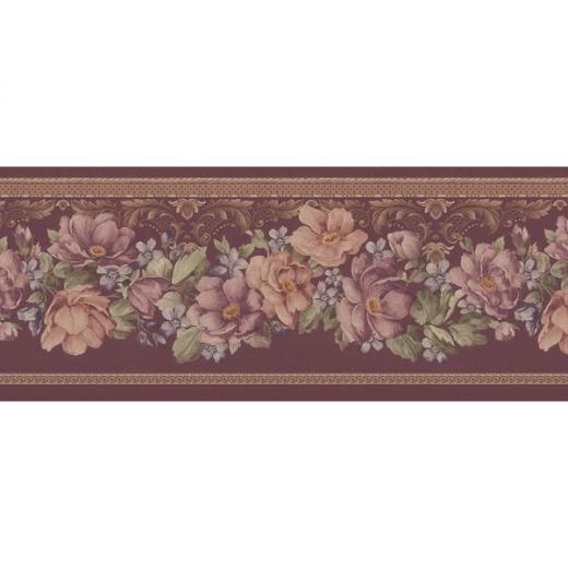 Free download Burgundy Floral Scalloped Wallpaper Border Kitchen