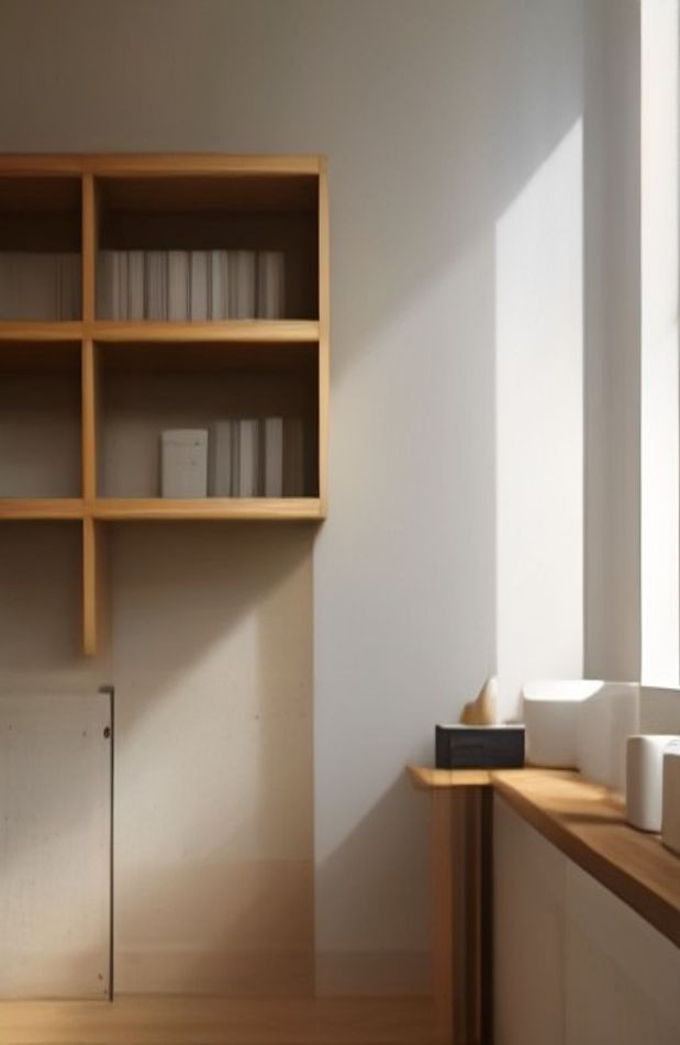 Empty Bookshelf AI Wallpaper