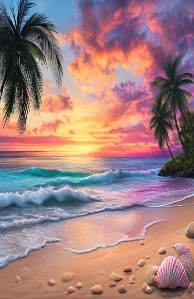Dual Monitor AI Wallpaper Beach