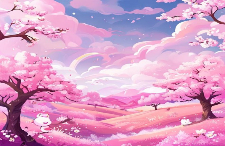 Pink Anime AI Wallpaper