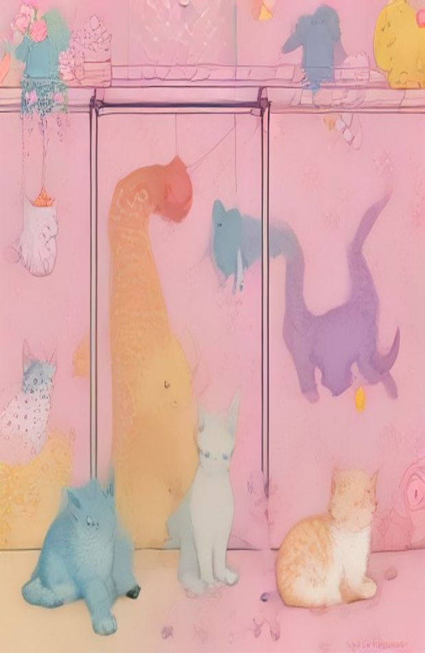 Cute Cat Drawings AI Wallpaper
