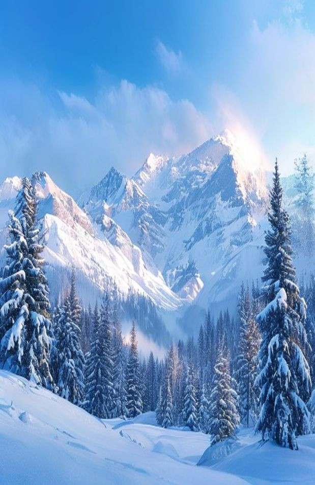 Winter Mountain AI Wallpaper