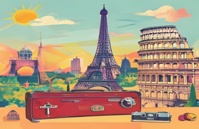 Travel Retro AI Wallpaper