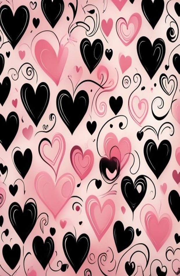 Pink And Black Heart AI Wallpaper