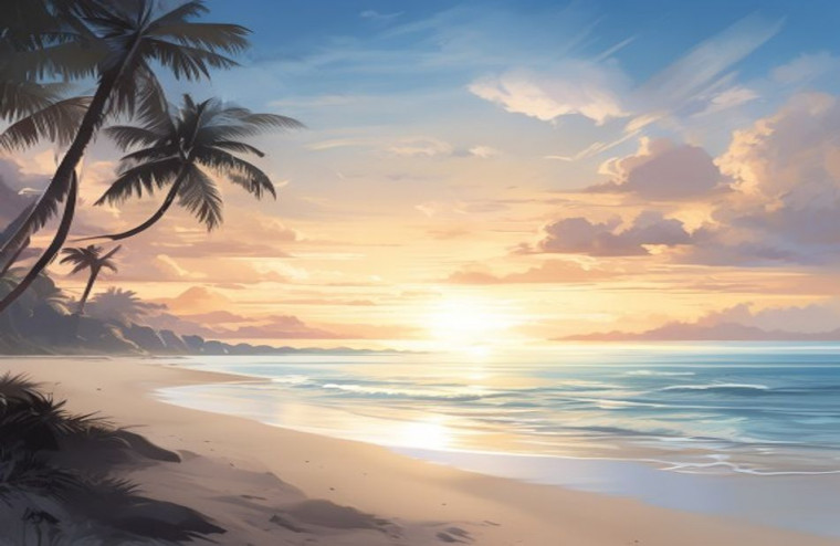 Beach Sunrise AI Wallpaper